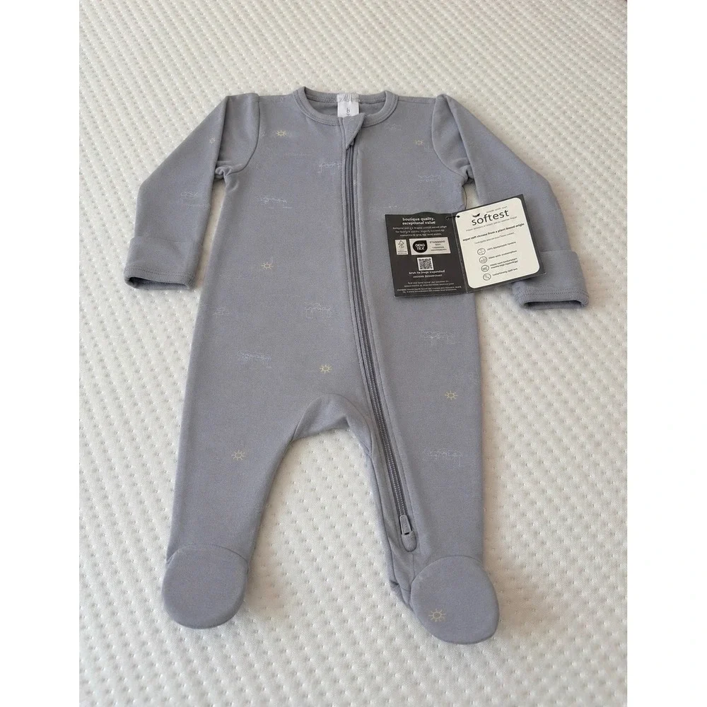 Modern Moments by Gerber Newborn Sleep and Play 2Pk Viscose Ribbed Blue Mint Sun